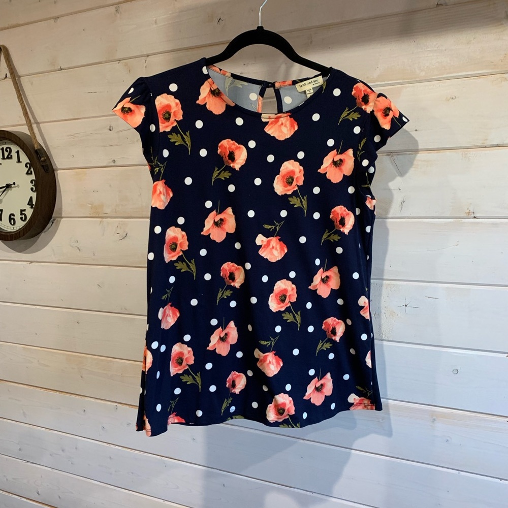 Faith and Joy | Polka Dot Floral Top